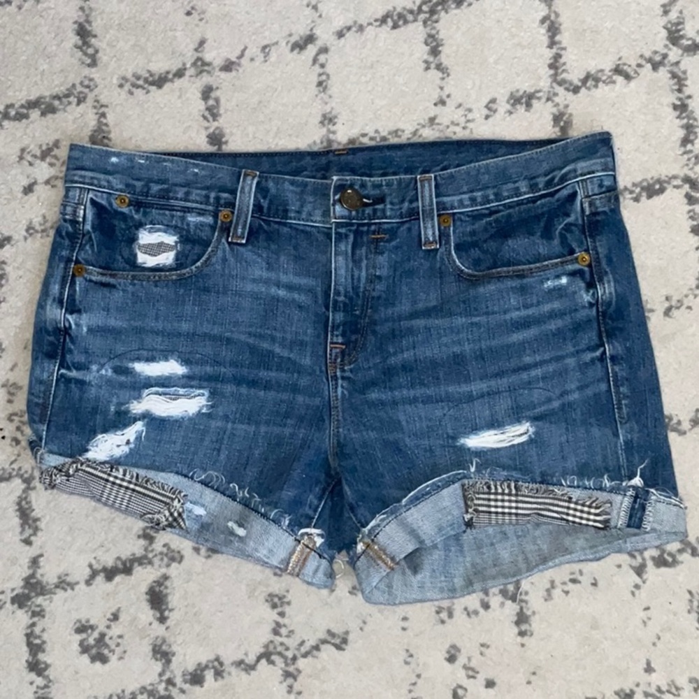 NWOT J Crew Denim Patchwork Shorts,  28